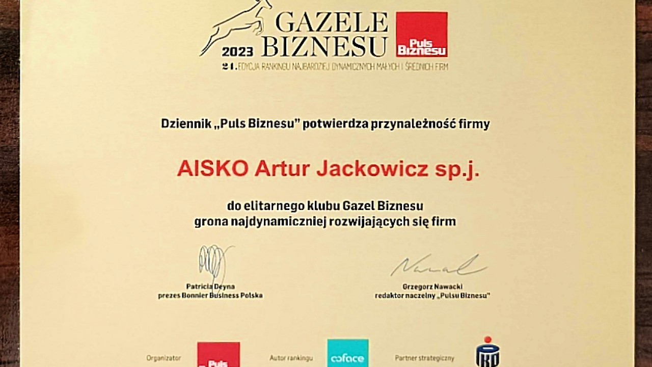 <!-- 20241129 -->Aisko wśród laureatów e-Gazel Biznesu 2023