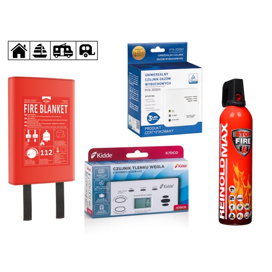 Camper package premium plus: CO detector, extinguishing spray, explosive gas detector