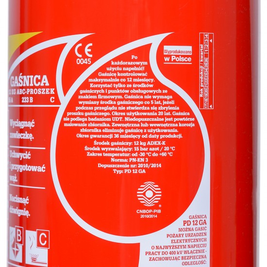 Powder fire extinguisher 12 kg (PD12-GA)