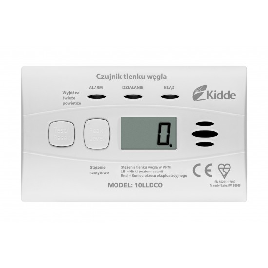 Carbon monoxide alarm with display Kidde 10LLDCO